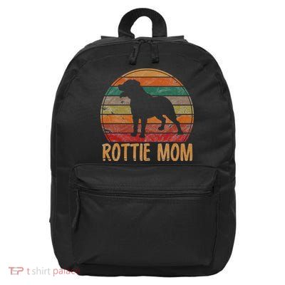 Retro Rottweiler Mom Gift Rott Dog Mother Pet Rottie Mama 16 in Basic Backpack