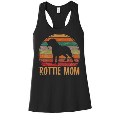 Retro Rottweiler Mom Gift Rott Dog Mother Pet Rottie Mama Women's Racerback Tank