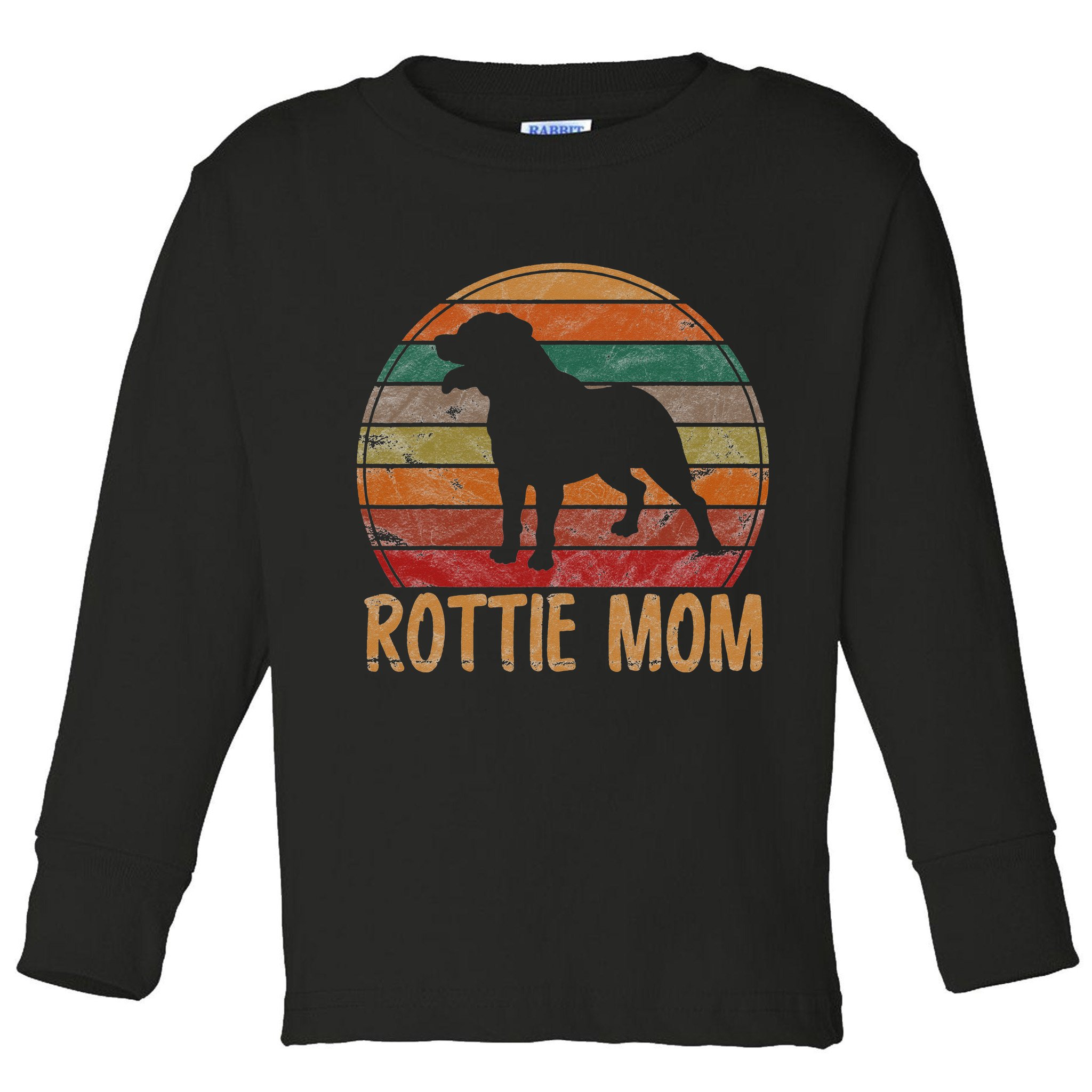 Retro Rottweiler Mom Gift Rott Dog Mother Pet Rottie Mama Toddler Long Sleeve Shirt