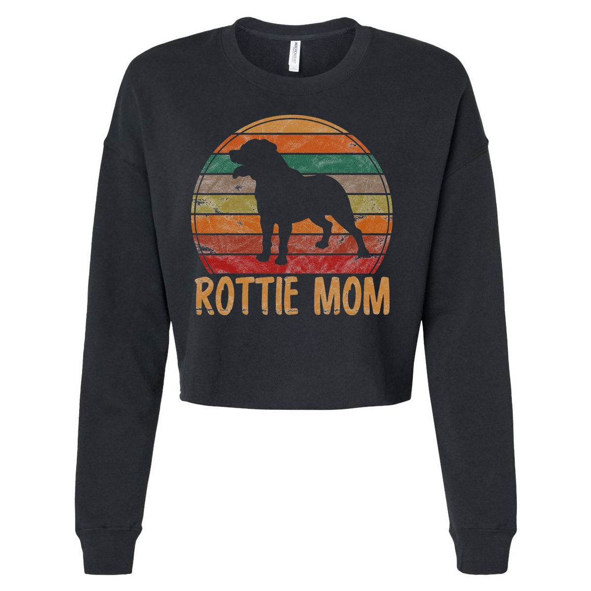 Retro Rottweiler Mom Gift Rott Dog Mother Pet Rottie Mama Cropped Pullover Crew