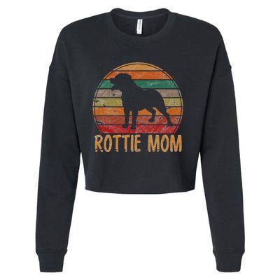 Retro Rottweiler Mom Gift Rott Dog Mother Pet Rottie Mama Cropped Pullover Crew