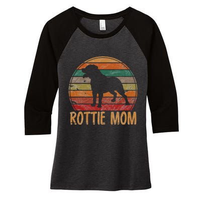 Retro Rottweiler Mom Gift Rott Dog Mother Pet Rottie Mama Women's Tri-Blend 3/4-Sleeve Raglan Shirt