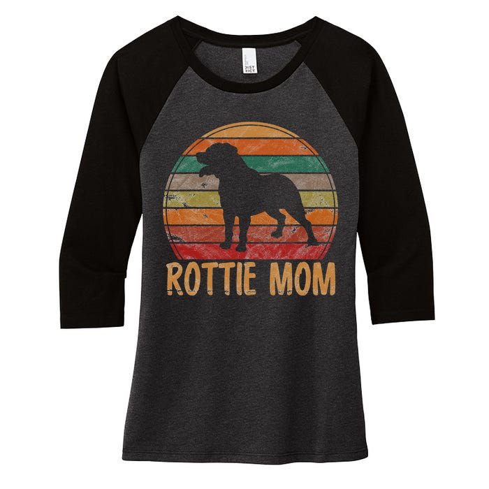 Retro Rottweiler Mom Gift Rott Dog Mother Pet Rottie Mama Women's Tri-Blend 3/4-Sleeve Raglan Shirt