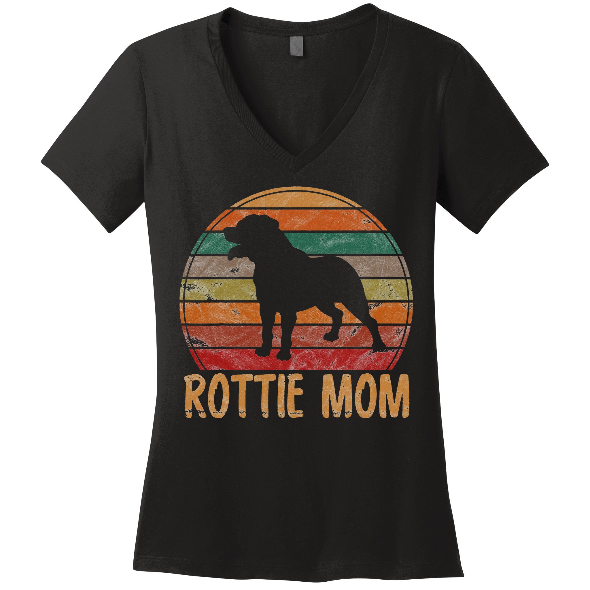 Retro Rottweiler Mom Gift Rott Dog Mother Pet Rottie Mama Women's V-Neck T-Shirt