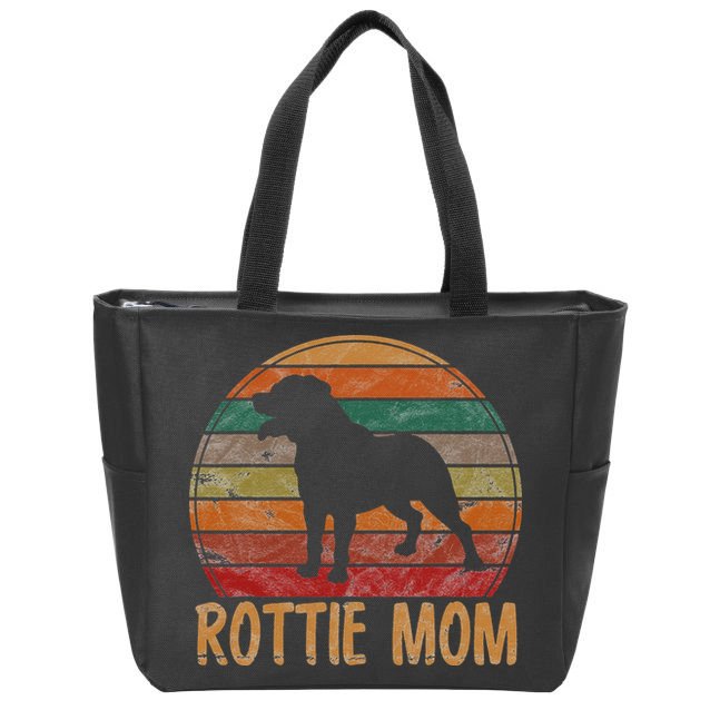 Retro Rottweiler Mom Gift Rott Dog Mother Pet Rottie Mama Zip Tote Bag