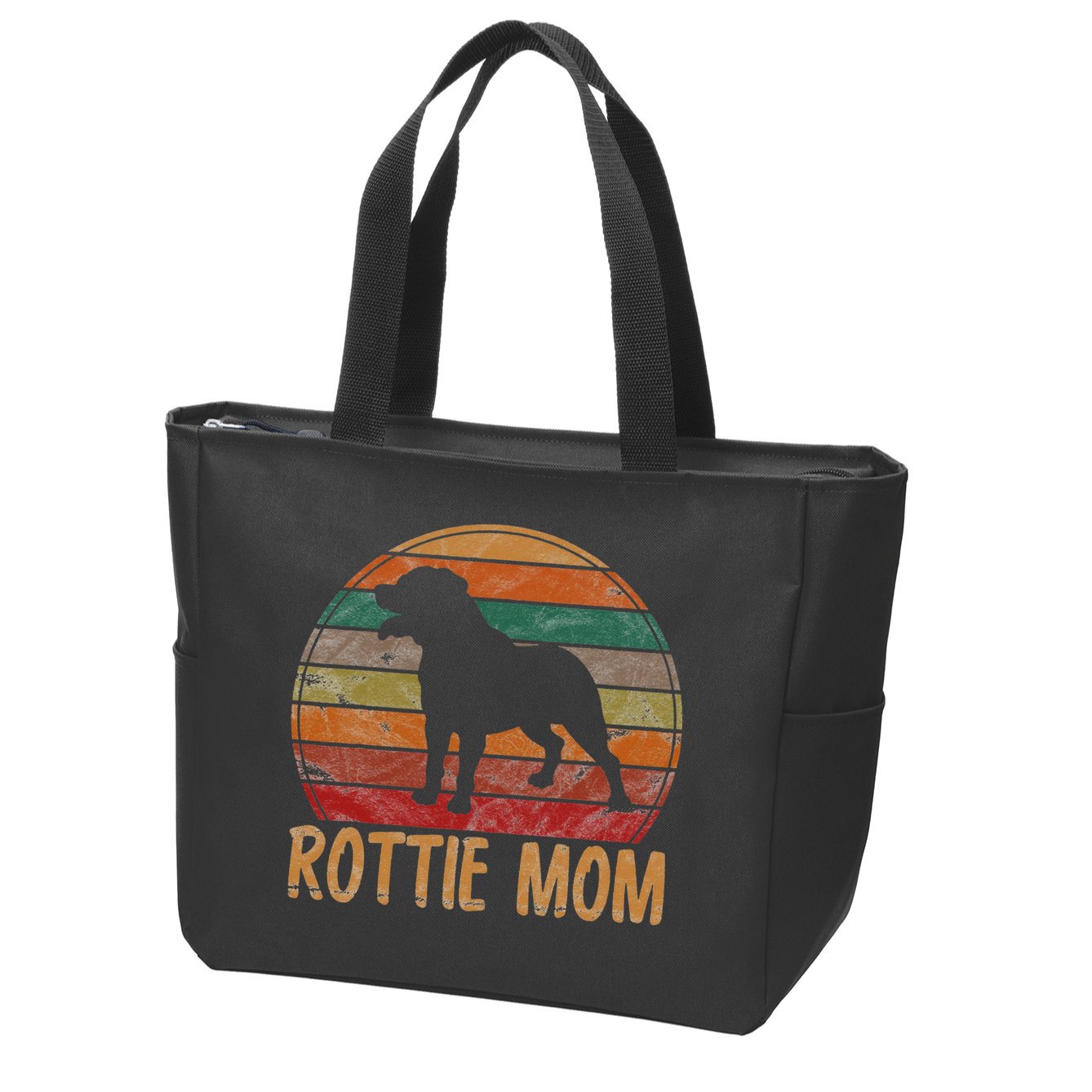 Retro Rottweiler Mom Gift Rott Dog Mother Pet Rottie Mama Zip Tote Bag