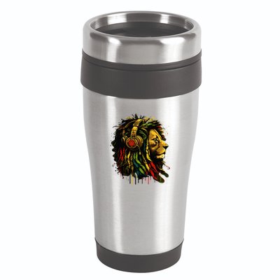 Rasta Reggae Music Headphones Jamaican Pride Lion Of Judah 16oz Travel Tumbler