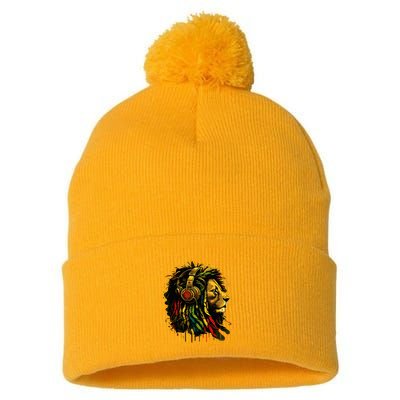Rasta Reggae Music Headphones Jamaican Pride Lion Of Judah Pom Pom 12in Knit Beanie