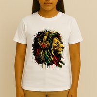 Rasta Reggae Music Headphones Jamaican Pride Lion Of Judah T-Shirt