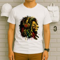 Rasta Reggae Music Headphones Jamaican Pride Lion Of Judah T-Shirt