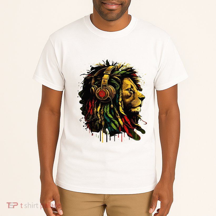 Rasta Reggae Music Headphones Jamaican Pride Lion Of Judah Tall T-Shirt