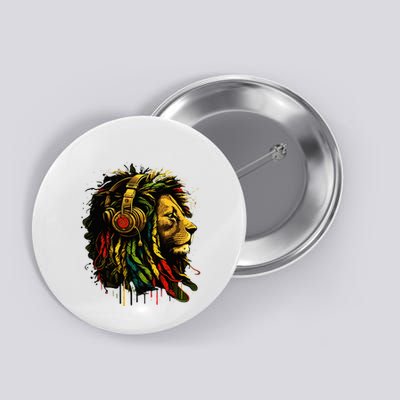 Rasta Reggae Music Headphones Jamaican Pride Lion Of Judah Button