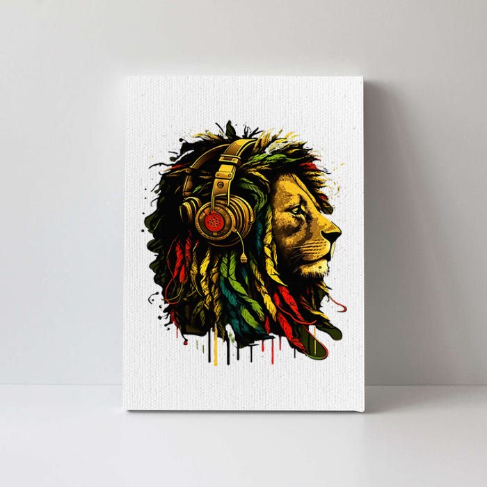 Rasta Reggae Music Headphones Jamaican Pride Lion Of Judah Canvas