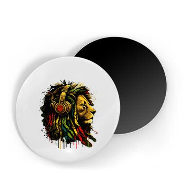 Rasta Reggae Music Headphones Jamaican Pride Lion Of Judah Magnet