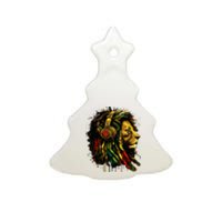 Rasta Reggae Music Headphones Jamaican Pride Lion Of Judah Ceramic Tree Ornament