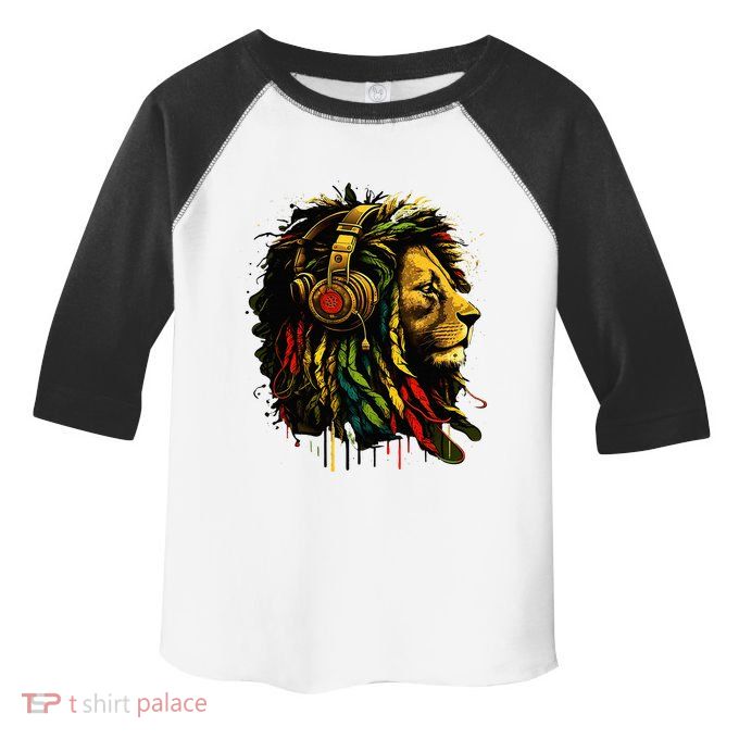 Rasta Reggae Music Headphones Jamaican Pride Lion Of Judah Toddler Fine Jersey T-Shirt