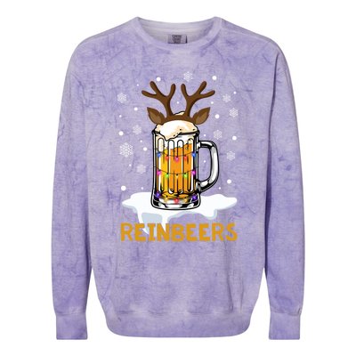 Reinbeers Reindeer Merry Christmas Snowflake Xmas Pajamas Great Gift Colorblast Crewneck Sweatshirt