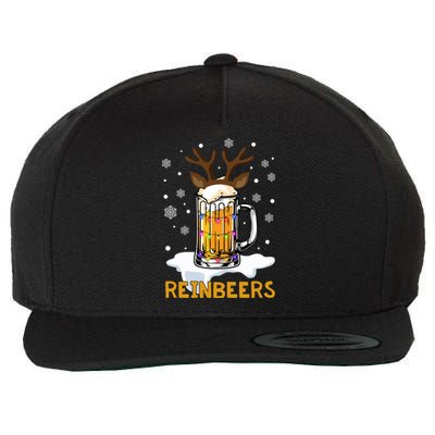 Reinbeers Reindeer Merry Christmas Snowflake Xmas Pajamas Great Gift Wool Snapback Cap