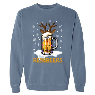 Reinbeers Reindeer Merry Christmas Snowflake Xmas Pajamas Great Gift Garment-Dyed Sweatshirt