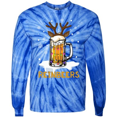 Reinbeers Reindeer Merry Christmas Snowflake Xmas Pajamas Great Gift Tie-Dye Long Sleeve Shirt