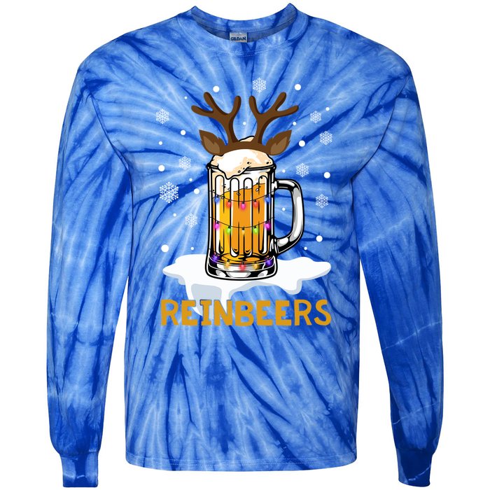 Reinbeers Reindeer Merry Christmas Snowflake Xmas Pajamas Great Gift Tie-Dye Long Sleeve Shirt