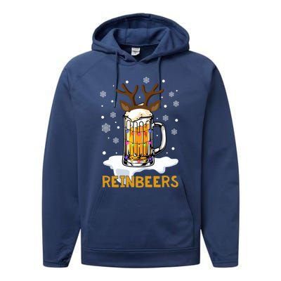 Reinbeers Reindeer Merry Christmas Snowflake Xmas Pajamas Great Gift Performance Fleece Hoodie