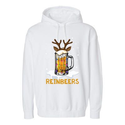 Reinbeers Reindeer Merry Christmas Snowflake Xmas Pajamas Great Gift Garment-Dyed Fleece Hoodie