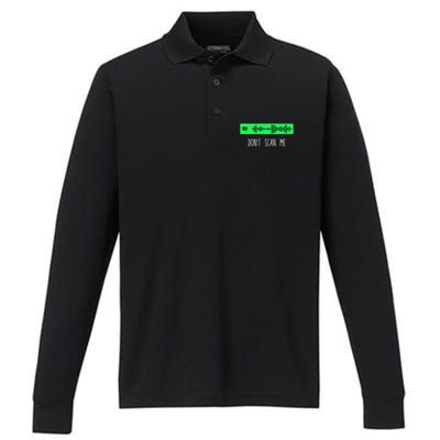 Rick Roll Music App Scan Code Funny Joke Qr Performance Long Sleeve Polo
