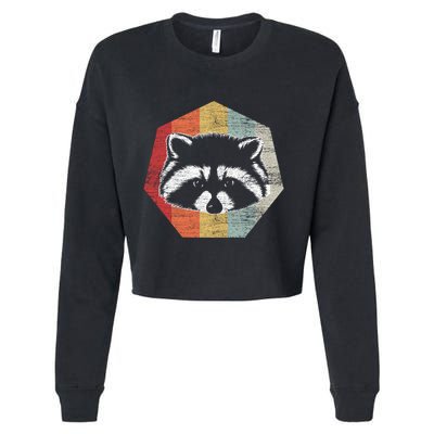 Retro Racoon Meaningful Gift Raccoon Trash Panda Funny Gift Cropped Pullover Crew