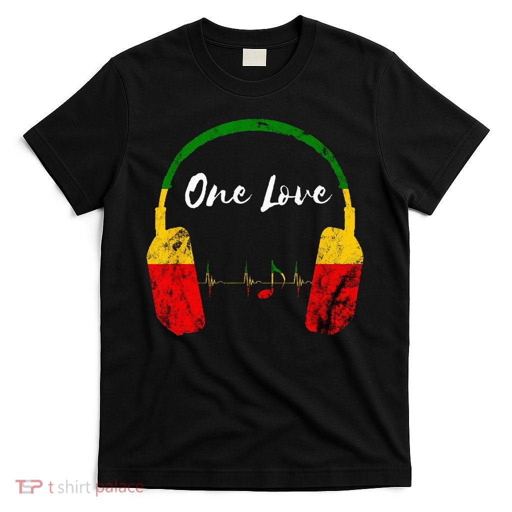 Rasta Reggae Music Headphones Jamaican Pride One Love T-Shirt