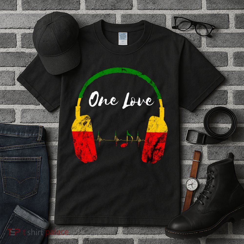 Rasta Reggae Music Headphones Jamaican Pride One Love Tall T-Shirt