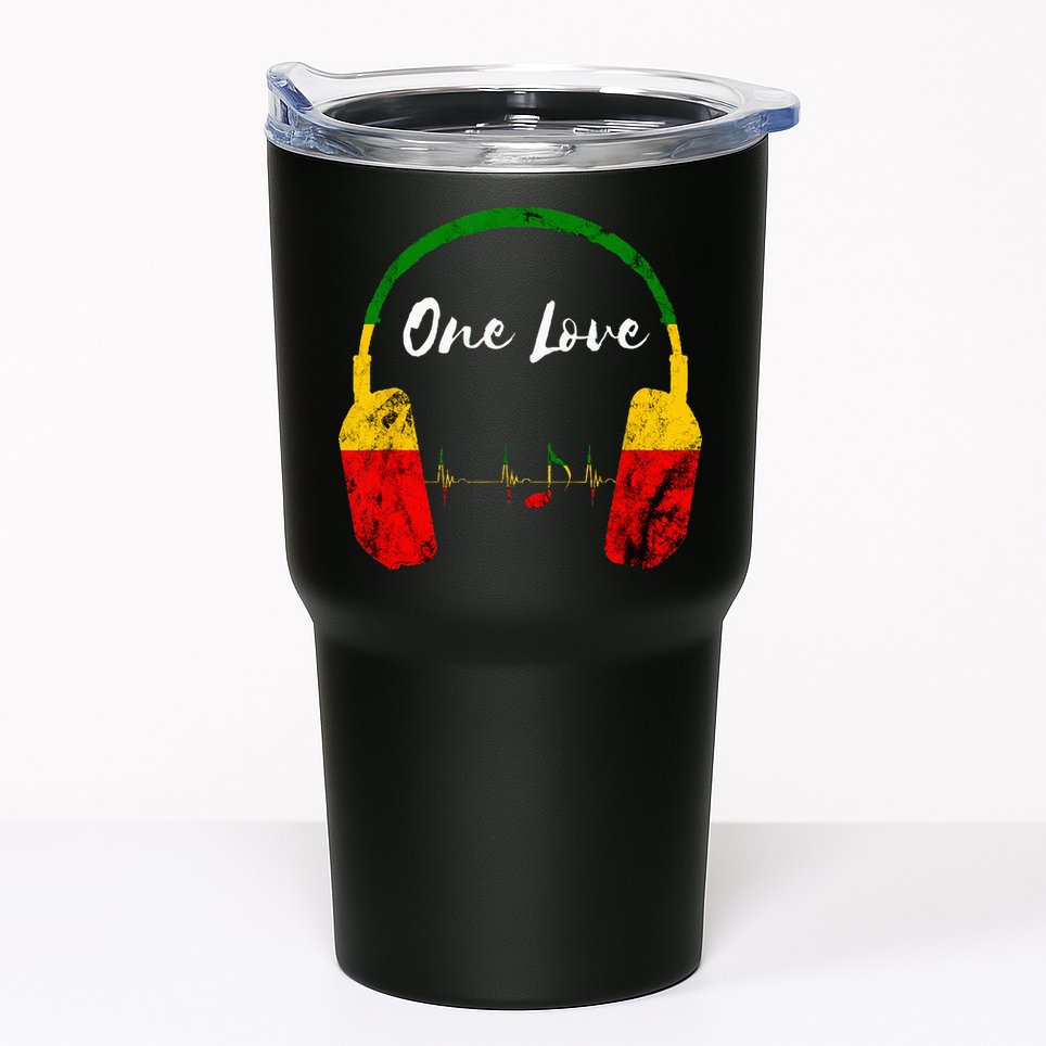 Rasta Reggae Music Headphones Jamaican Pride One Love Tumbler