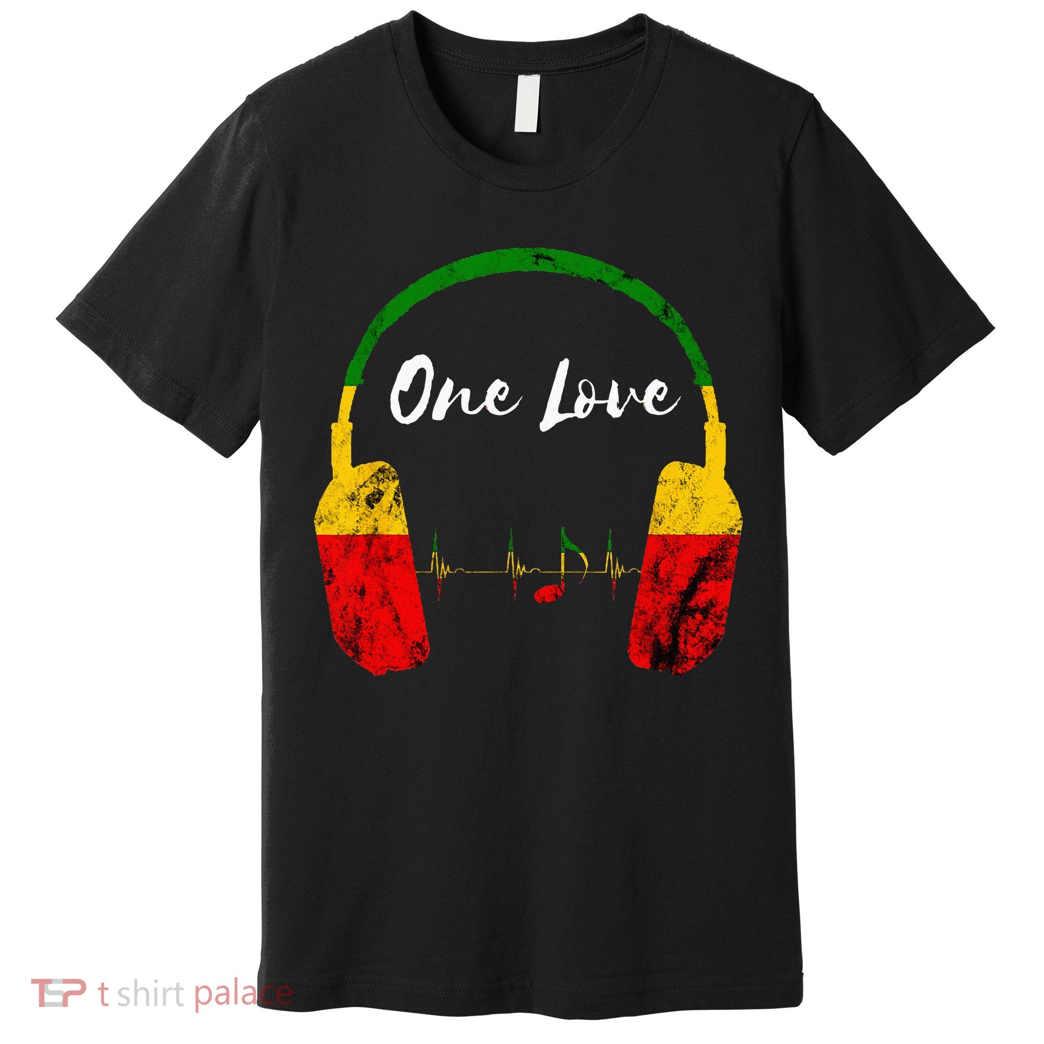 Rasta Reggae Music Headphones Jamaican Pride One Love Premium T-Shirt