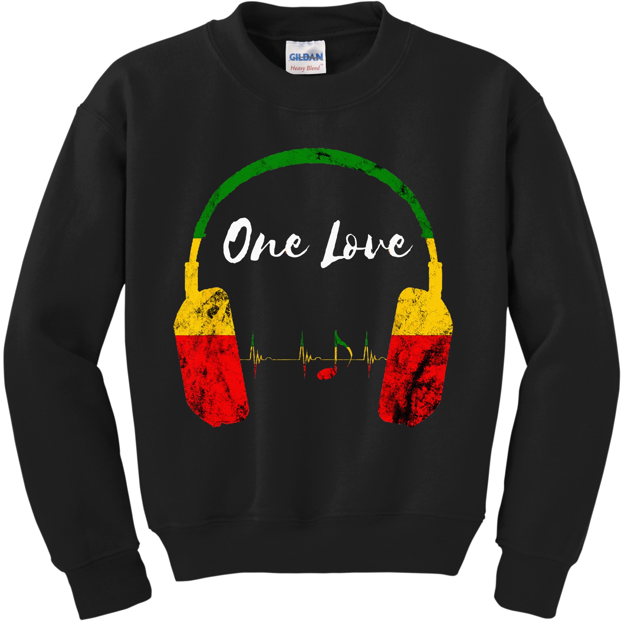 Rasta Reggae Music Headphones Jamaican Pride One Love Kids Sweatshirt