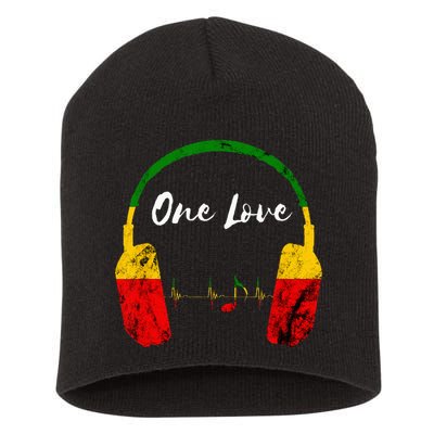 Rasta Reggae Music Headphones Jamaican Pride One Love Short Acrylic Beanie