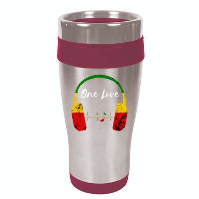 Rasta Reggae Music Headphones Jamaican Pride One Love 16oz Travel Tumbler