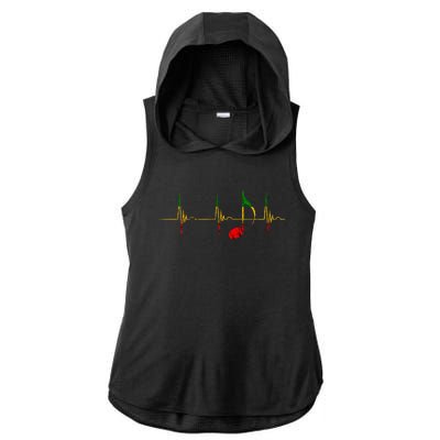 Rasta Reggae Music Notes Heartbeat EKG Pulse Clefs Ladies PosiCharge Tri-Blend Wicking Draft Hoodie Tank