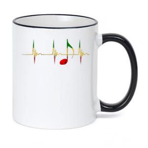 Rasta Reggae Music Notes Heartbeat EKG Pulse Clefs 11oz Black Color Changing Mug