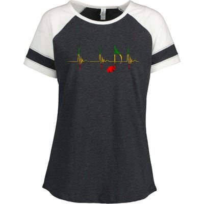 Rasta Reggae Music Notes Heartbeat EKG Pulse Clefs Enza Ladies Jersey Colorblock Tee