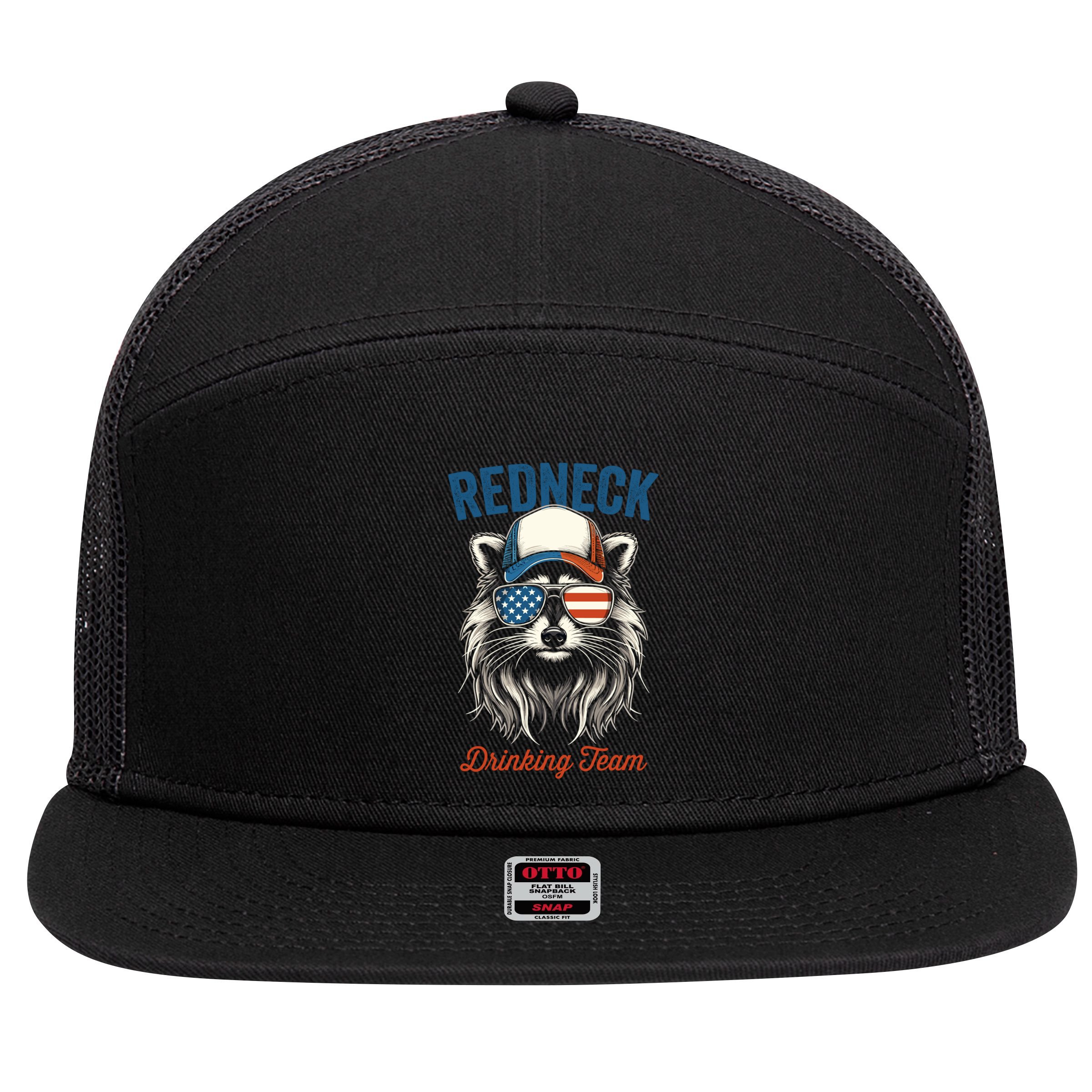 Redneck Raccoon Mullet White Trash Party Attire Hillbilly Gift 7 Panel Mesh Trucker Snapback Hat