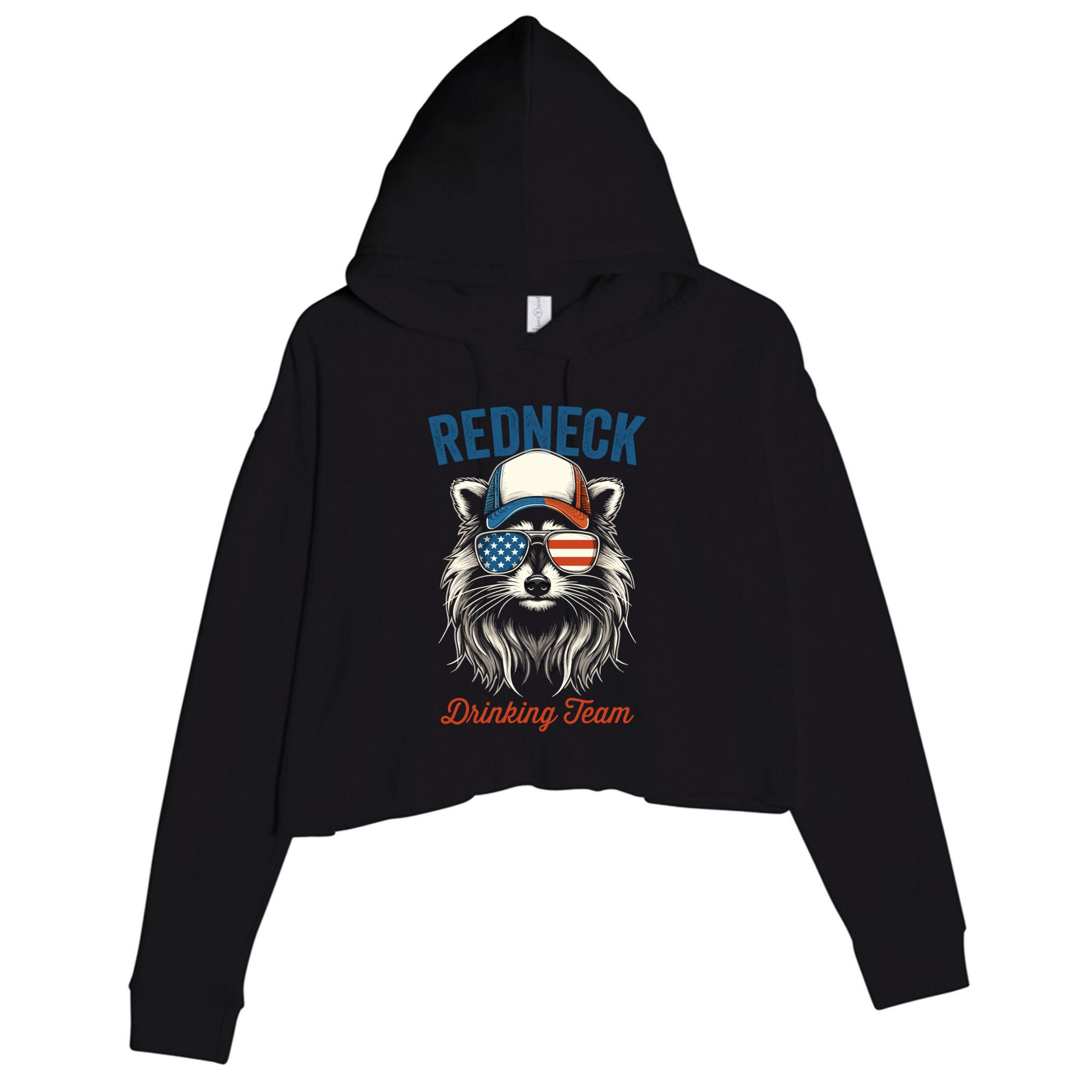 Redneck Raccoon Mullet White Trash Party Attire Hillbilly Gift Crop Fleece Hoodie