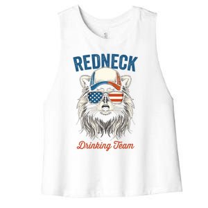 Redneck Raccoon Mullet White Trash Party Attire Hillbilly Gift Women's Racerback Cropped Tank