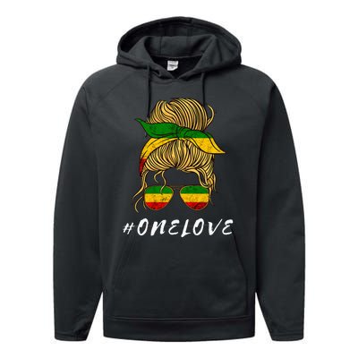 Rasta Reggae Music One Love Messy Bun Hair Jamaica Rastafari Performance Fleece Hoodie