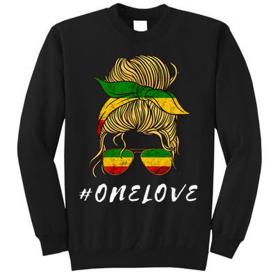 Rasta Reggae Music One Love Messy Bun Hair Jamaica Rastafari Sweatshirt
