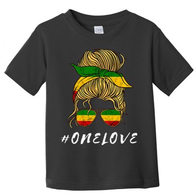 Rasta Reggae Music One Love Messy Bun Hair Jamaica Rastafari Toddler T-Shirt