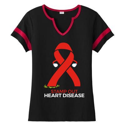 Red Ribbon Month Products Funny Gift For Heart Disease Awareness Gift Ladies Halftime Notch Neck Tee