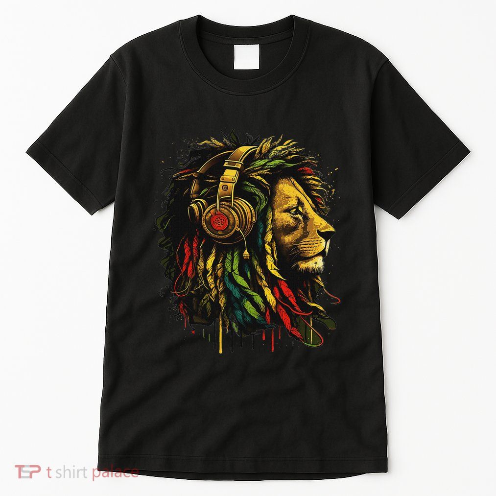 Rasta Reggae Music Headphones Jamaican Pride Lion Of Judah Tall T-Shirt