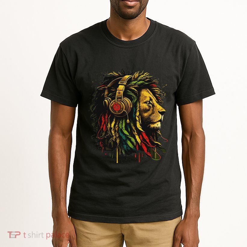 Rasta Reggae Music Headphones Jamaican Pride Lion Of Judah Tall T-Shirt