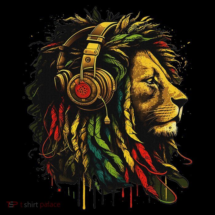 Rasta Reggae Music Headphones Jamaican Pride Lion Of Judah Tall T-Shirt