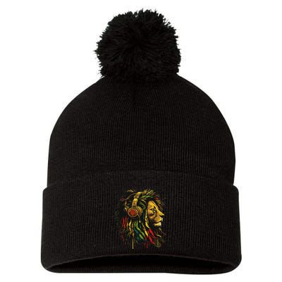 Rasta Reggae Music Headphones Jamaican Pride Lion Of Judah Pom Pom 12in Knit Beanie